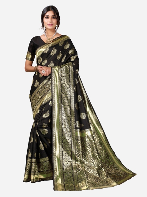 

KALINI Black & Gold-Toned Ethnic Motifs Saree