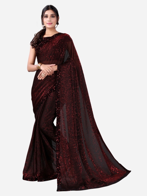 

KALINI Women Black Embellished Saree