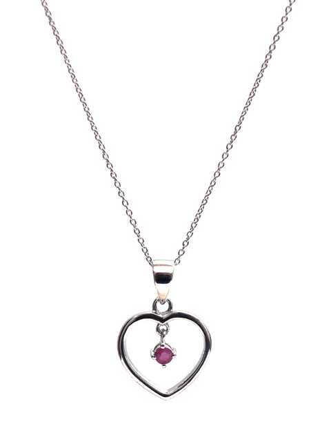 

HIFLYER JEWELS Rhodium-Plated Red & Silver-Toned Heart Shaped Pendant