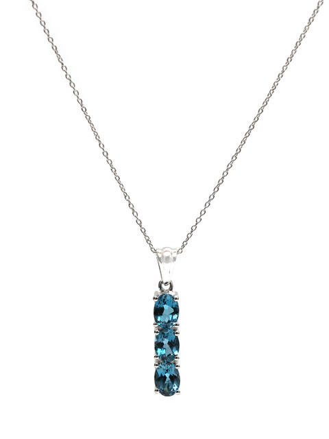 

HIFLYER JEWELS Women Sterling Silver & Rhodium-Plated Blue Topaz Studded Pendant