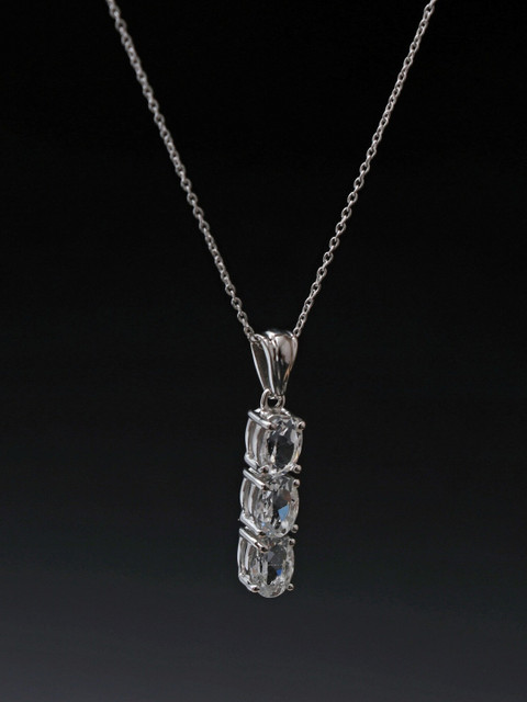 

HIFLYER JEWELS Rhodium-Plated & White Topaz-Studded Pendant