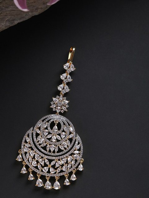 

SOHI Gold-Plated White AD-Studded Maang Tikka
