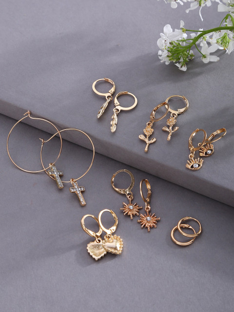 

SOHI Gold-Toned Contemporary Studs Earrings