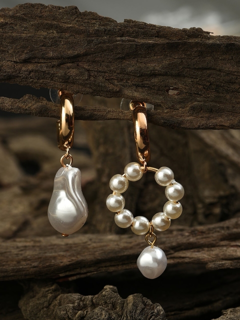 

SOHI Gold-Toned Contemporary Drop Earrings