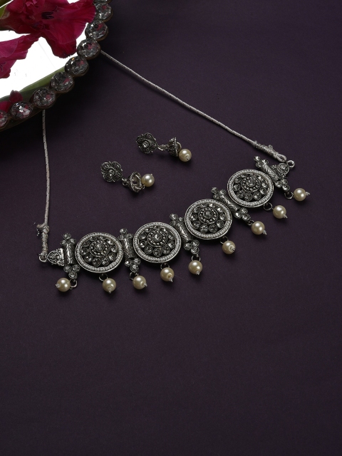 

SOHI Siver-Toned Silver-Plated Jewellery Set