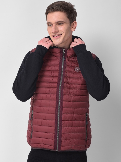 

Woodland Men Burgundy Colourblocked Longline Puffer Jacket