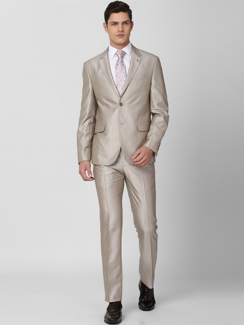 

Van Heusen Men Beige Solid Single-Breasted Slim-Fit Formal Suit