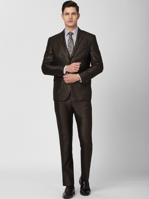 

Van Heusen Men Brown Self-Design Single-Breasted Slim-Fit Two-Piece Suit