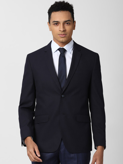 

Van Heusen Men Navy Blue Solid Single-Breasted Slim-Fit Formal Blazer