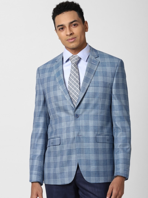 

Van Heusen Men Blue Checked Single-Breasted Slim-Fit Formal Blazers