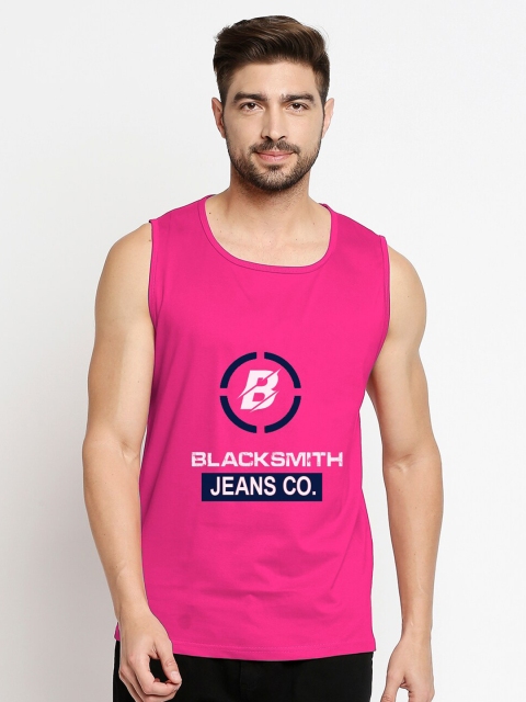 

Blacksmith Men Pink Typography Printed Cotton Training or Gym T-shirt