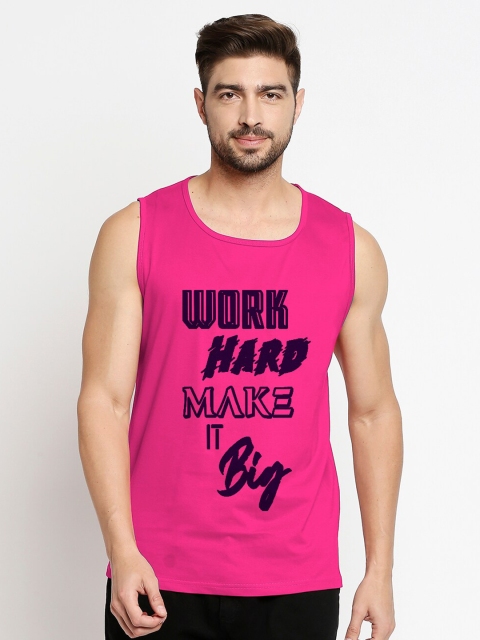 

Blacksmith Men Pink Typography Printed Applique Training or Gym T-shirt