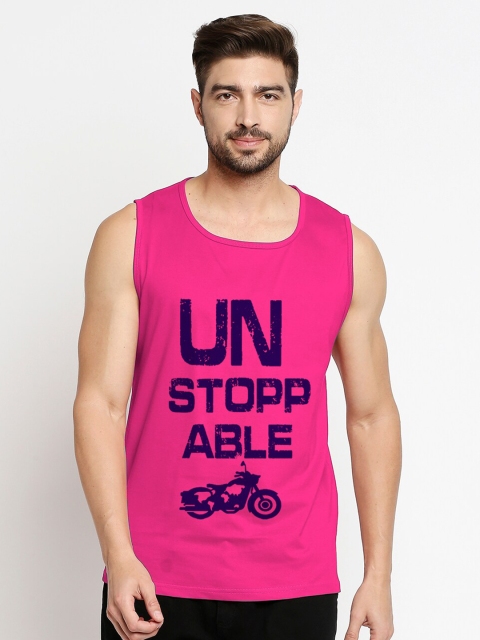 

Blacksmith Men Pink Cotton Typography Printed Training or Gym T-shirt