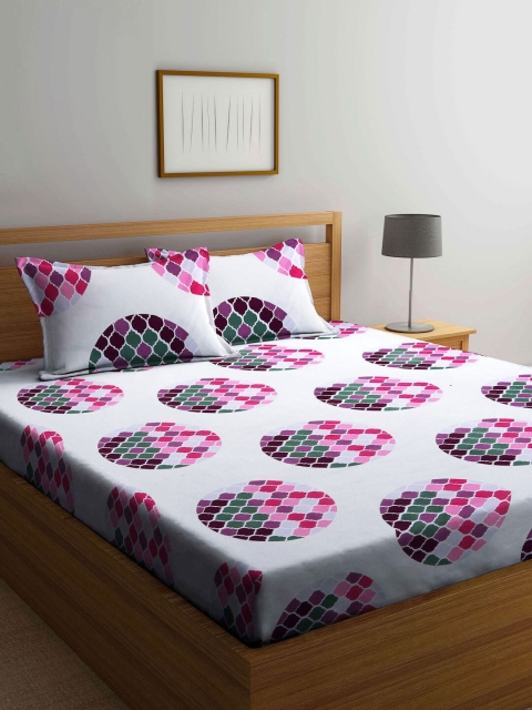 

KLOTTHE Multicoloured Geometric 210 TC 2 King Bedsheet with 4 Pillow Covers, Multi