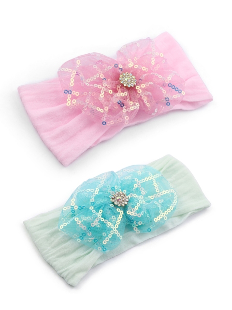 

EL REGALO Girls Blue & Pink Set of 2 Lace Hairband