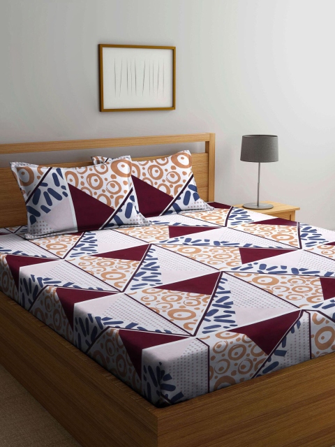 

KLOTTHE Multicoloured Geometric 210 TC 2 King Bedsheet with 4 Pillow Covers, Multi