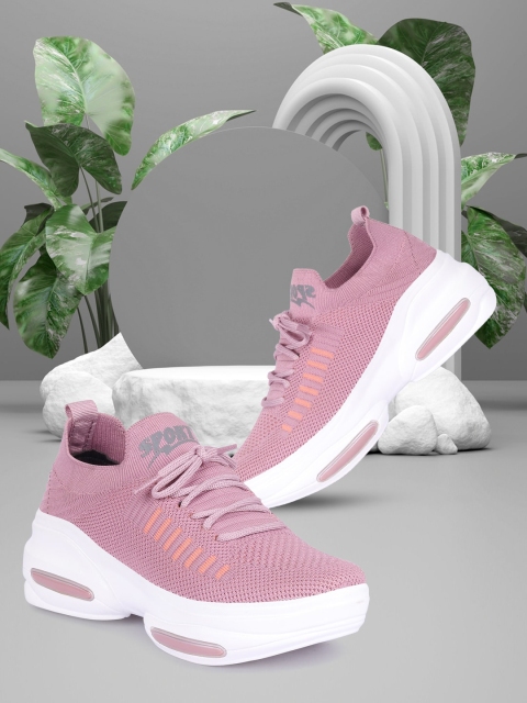 

Longwalk Women Peach-Coloured Woven Design Sneakers