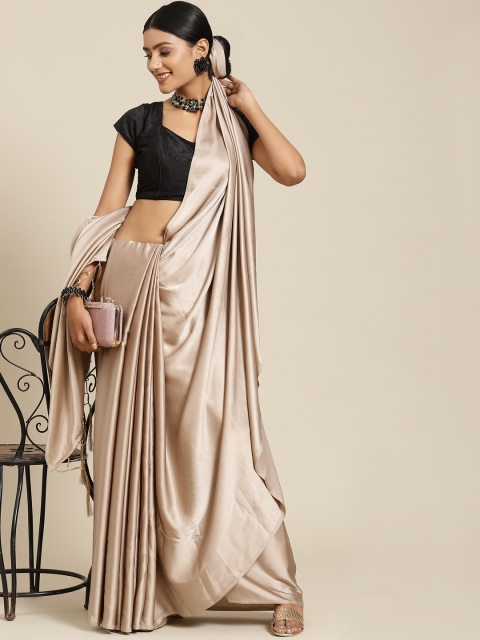 

Havida Sarees Beige Satin Saree