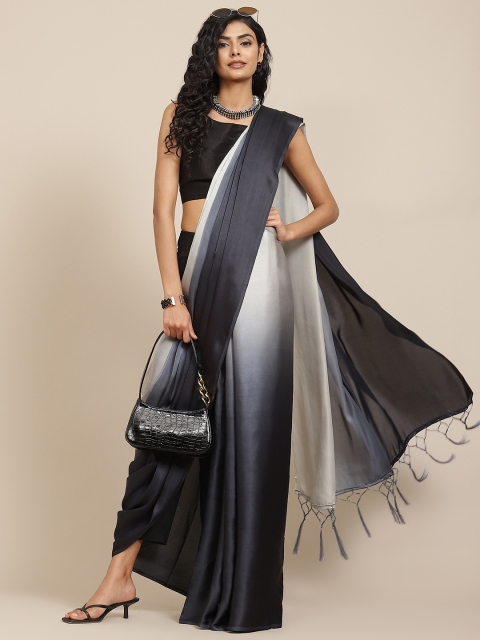 

Havida Sarees Grey & Black Ombry-Dyed Satin Saree