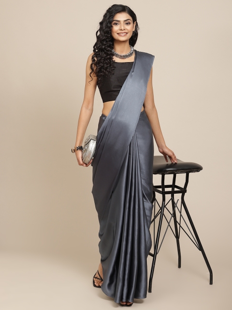 

Havida Sarees Charcoal Grey Satin Saree
