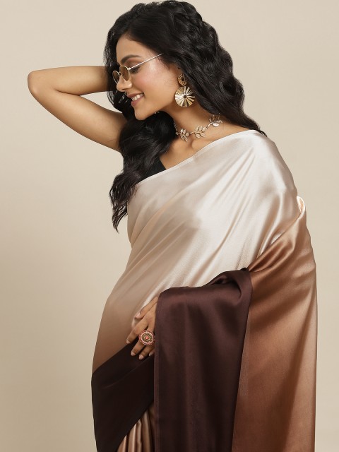 

Havida Sarees Brown & Beige Ombre Satin Saree