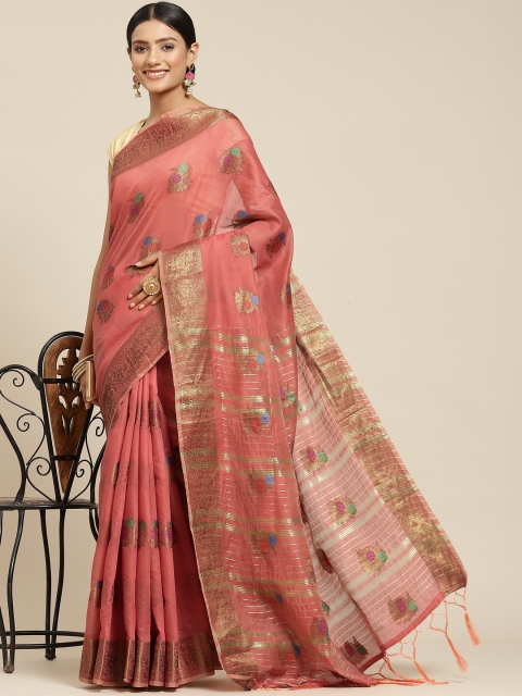 

Havida Sarees Peach-Coloured Woven Design Zari Banarasi Saree