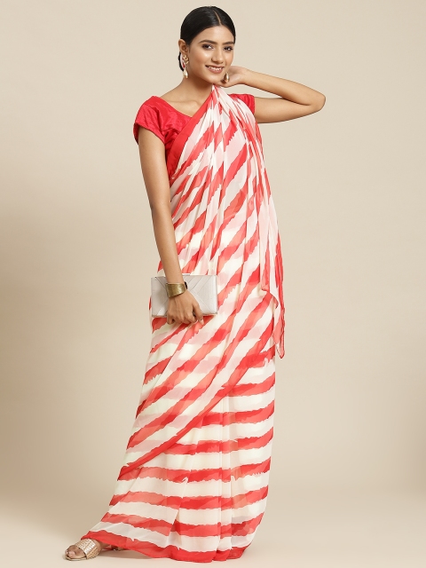 

Havida Sarees Red & White Striped Saree