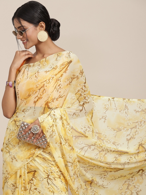 

Havida Sarees Yellow & Brown Floral Printed Saree