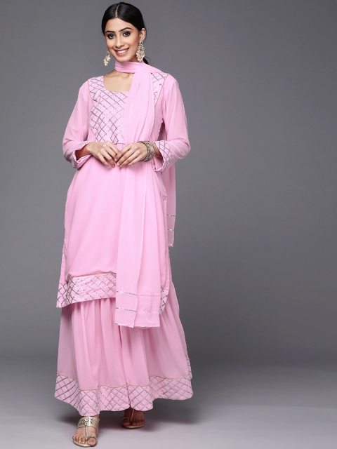 

Chhabra 555 Women Pink Yoke Design Made-to-Measure Kurta with Sharara & Dupatta