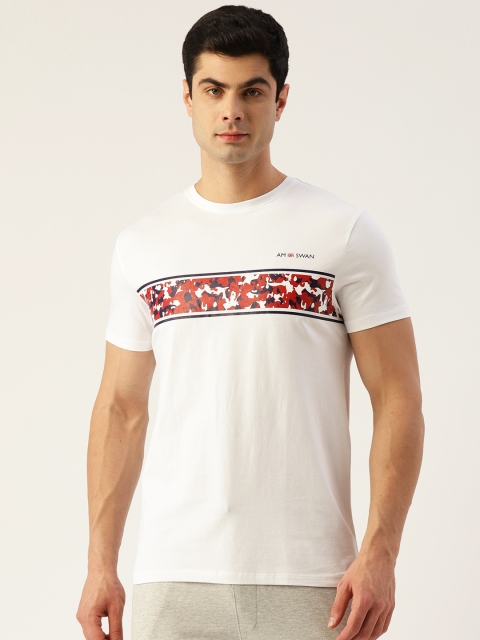 

AM SWAN Men White & Red Printed T-shirt