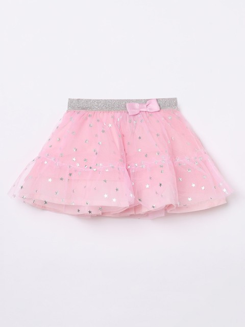 

Juniors Girls Pink Printed Flared Skirts