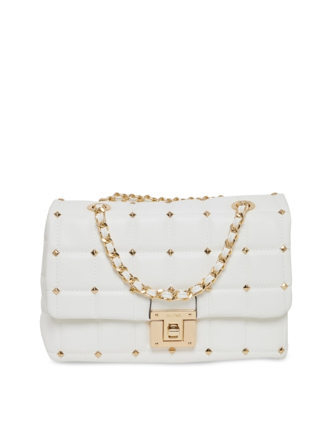 

ALDO White Embellished Structured Sling Bag with Quilted