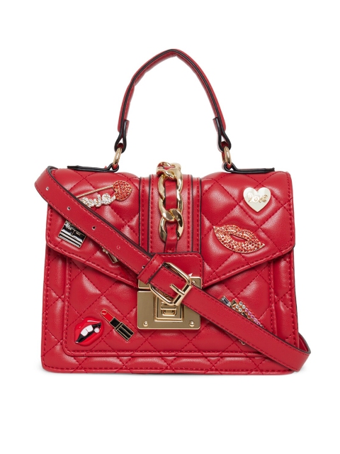 

ALDO Red Embellished Structured Handheld Bag With Quilted Detail