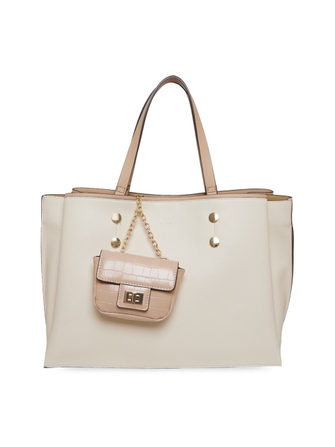 

ALDO Women Beige Solid Structured Tote Bag