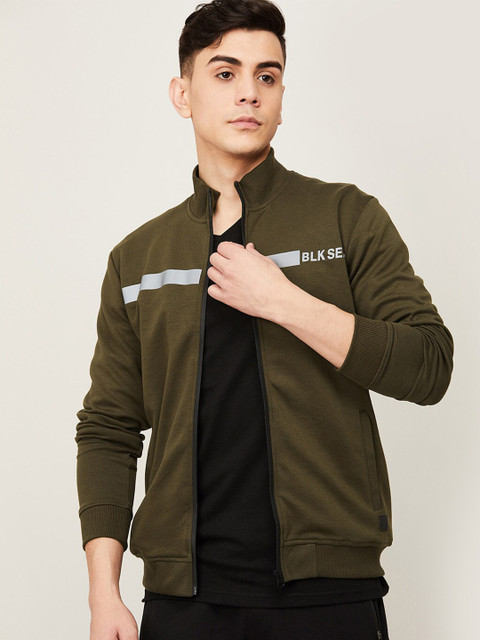 

Bossini Men Olive Green Cotton Open Front Sweatshirt
