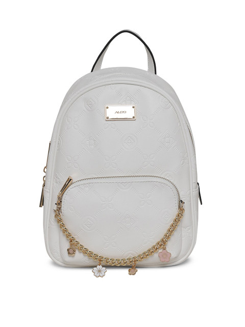 

ALDO Women Beige & Grey Embellished Backpack with Daisy Chains