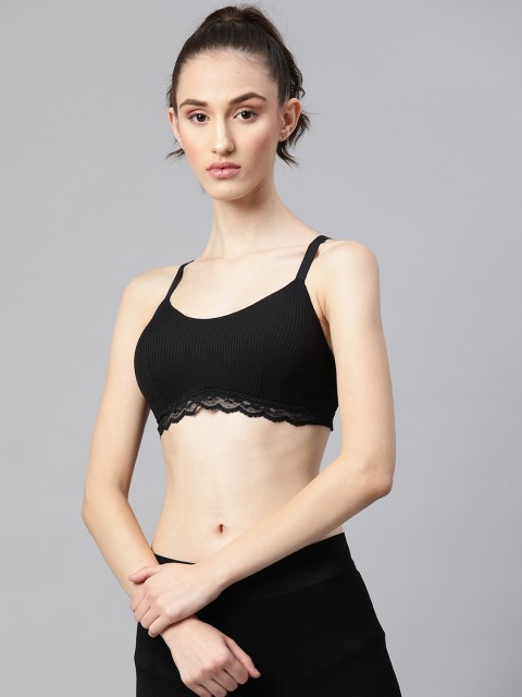 

Marks & Spencer Black Self-Striped Workout Bra - Lightly Padded