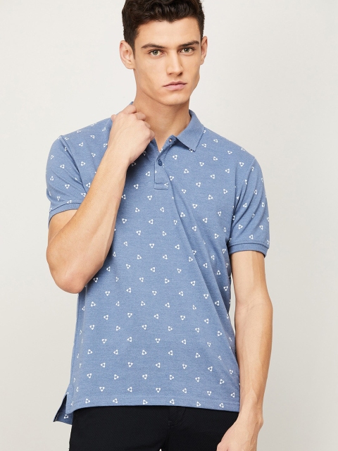 

CODE by Lifestyle Men Blue Printed Polo Collar T-shirt