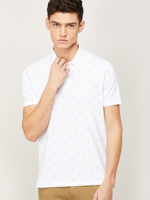 

CODE by Lifestyle Men White Printed Polo Collar Cotton T-shirt