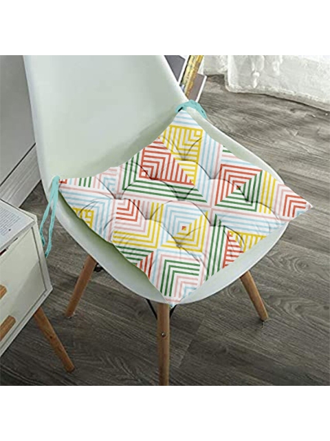 

Lushomes Yellow & Red Geometric Printed Square Chair Pads