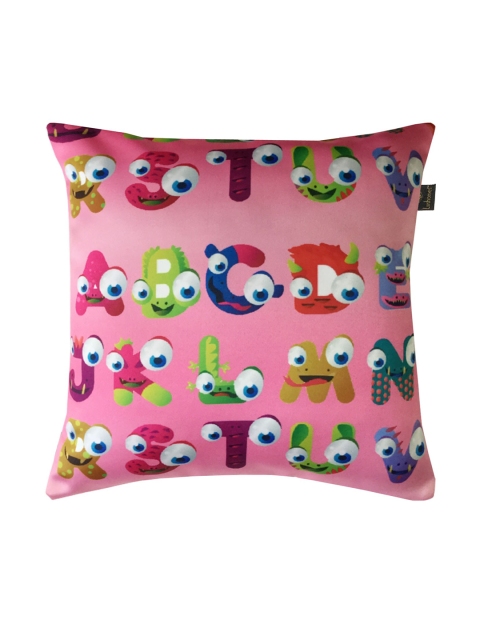 

Lushomes Pink & Blue Abstract Square Kids Alphabets Cushion Covers