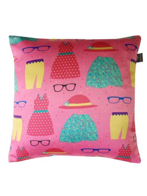 

Lushomes Pink & Green Quirky Square Cushion Covers