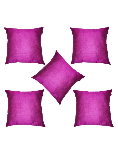 

Lushomes Pink Solid Set of 5 Square Cushion Covers