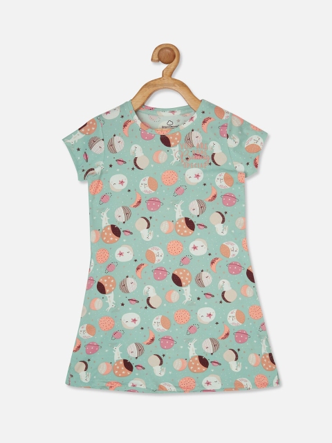 

Sweet Dreams Girls Green Printed Nightdress