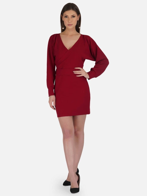 

IMPERATIVE Maroon Solid Dress