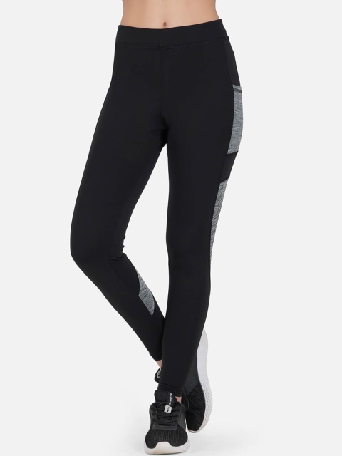 

IMPERATIVE Women Black & Grey Colourblocked Dry Fit Sports Tights