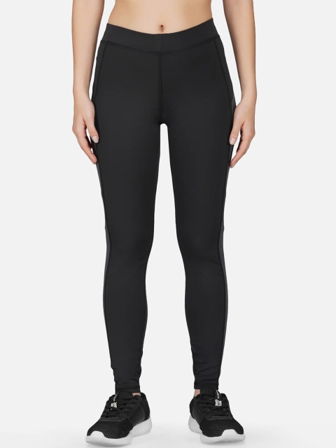 

IMPERATIVE Women Black & Grey Colourblocked Dry Fit Sports Tights