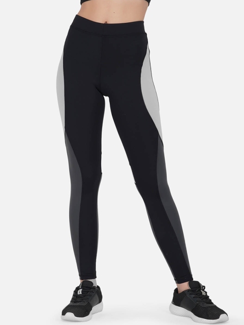 

IMPERATIVE Women Black & Grey Printed Dry-Fit Slim-Fit Tights