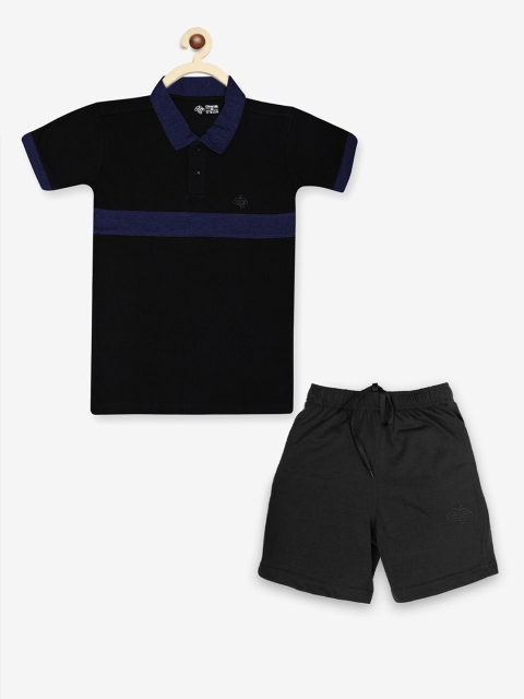 

CHIMPRALA Boys Black & Blue T-shirt with Shorts