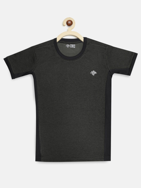 

CHIMPRALA Boys Olive Green Applique Outdoor T-shirt